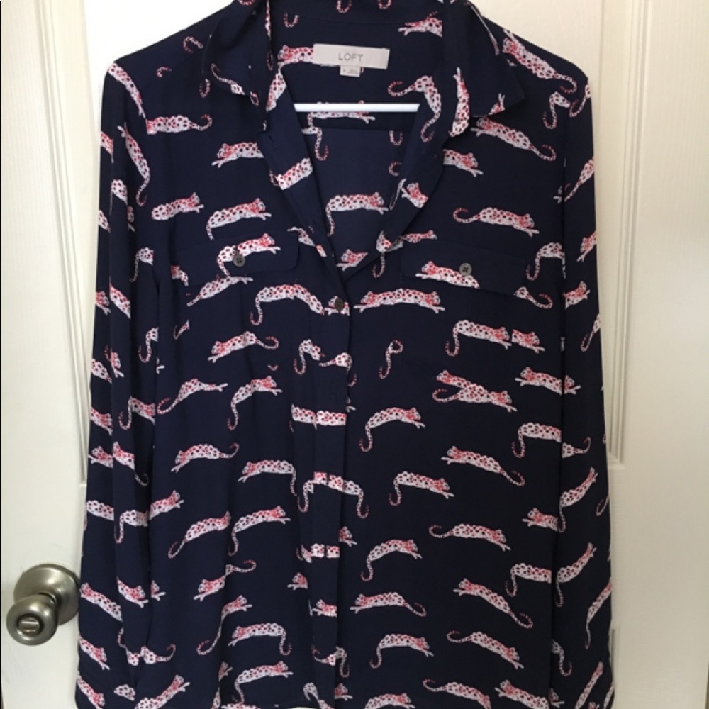 Loft Utility cheetah print blouse